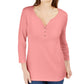 Karen Scott Women's 3/4-Sleeve Henley Shirt Pink Size Small
