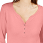 Karen Scott Women's 3/4-Sleeve Henley Shirt Pink Size Small