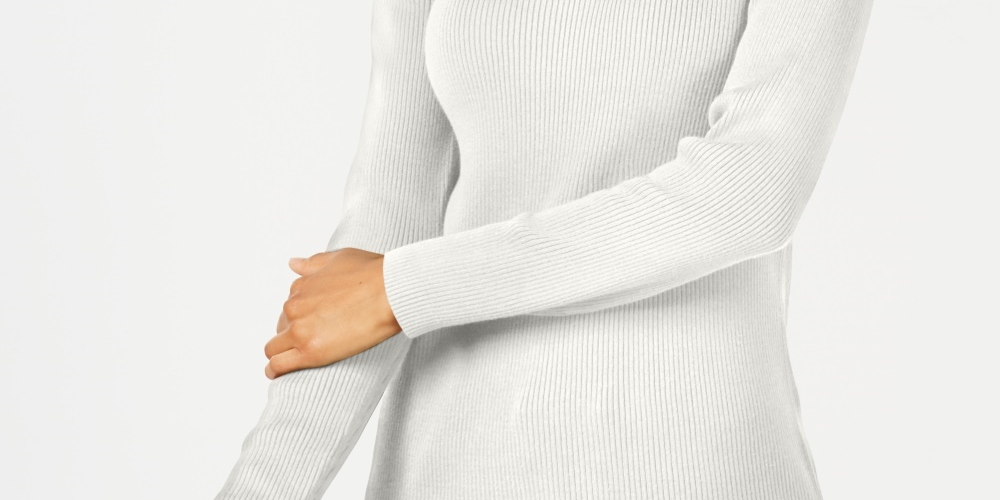 Karen Scott Women's Cotton Ribbed Mock Neck Sweater White Size PS