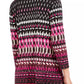 JM Collection Women's Geometric Long Sleeve V Neck T Shirt Top Pink Size Petite Small