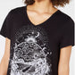 Style & Co Women's Graphic Print Handkerchief Hem T Shirt Black Size Medium