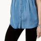 Style & Co Women's Pleated Cuffed Sleeve Top Blue Size XX-Large