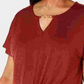 JM Collection Women's Twist-Hem Top Red Size Small