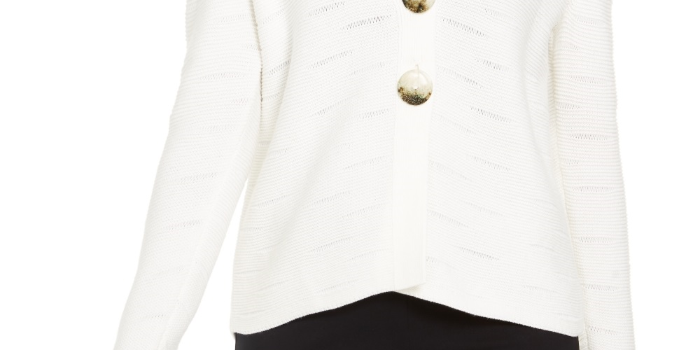 JM Collection Women's Two Button Cardigan Sweater White Size XX-Large
