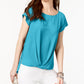 INC International Concepts Women's Draped Hem Top Blue Size Petite Small