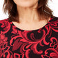 JM Collection Women's Printed 3/4 Sleeve T-Shirt Red Size X-Small