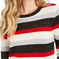Charter Club Women's Striped Crewneck Sweater Black Size Small