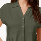 Style & Co Women's Pleated Cuffed Sleeve Top Green Size Small