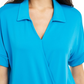 Alfani Women's Collared Knit Top Blue Size Petite Medium
