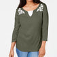 Karen Scott Women's Embroidered Cotton Layered-Look Top Green Size X-Small