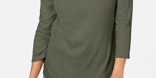 Karen Scott Women's Embroidered Cotton Layered-Look Top Green Size X-Small