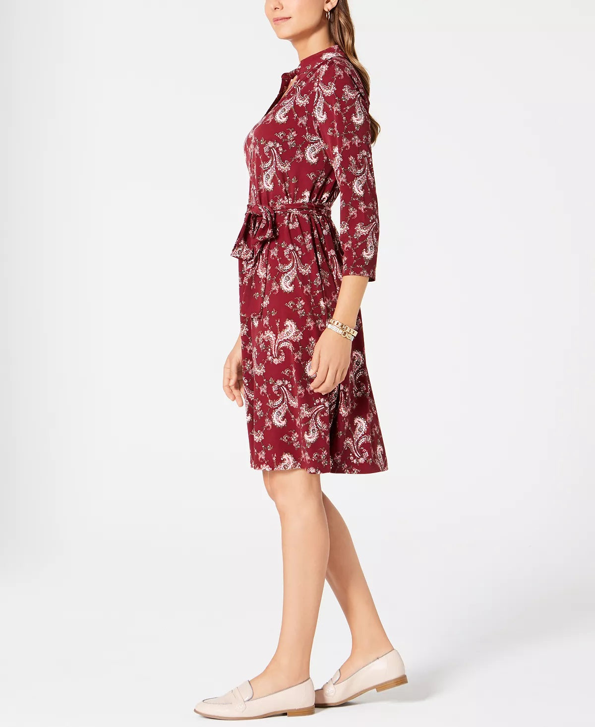 Charter Club Women's Paisley Polo Shirtdress Wine Size XX-Large