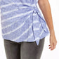 Style & Co Women's Printed Side Tie T-Shirt White/Navy Size Small