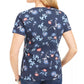 Karen Scott Women's Floral Print Short Sleeve Henley Top Blue Size X-Small