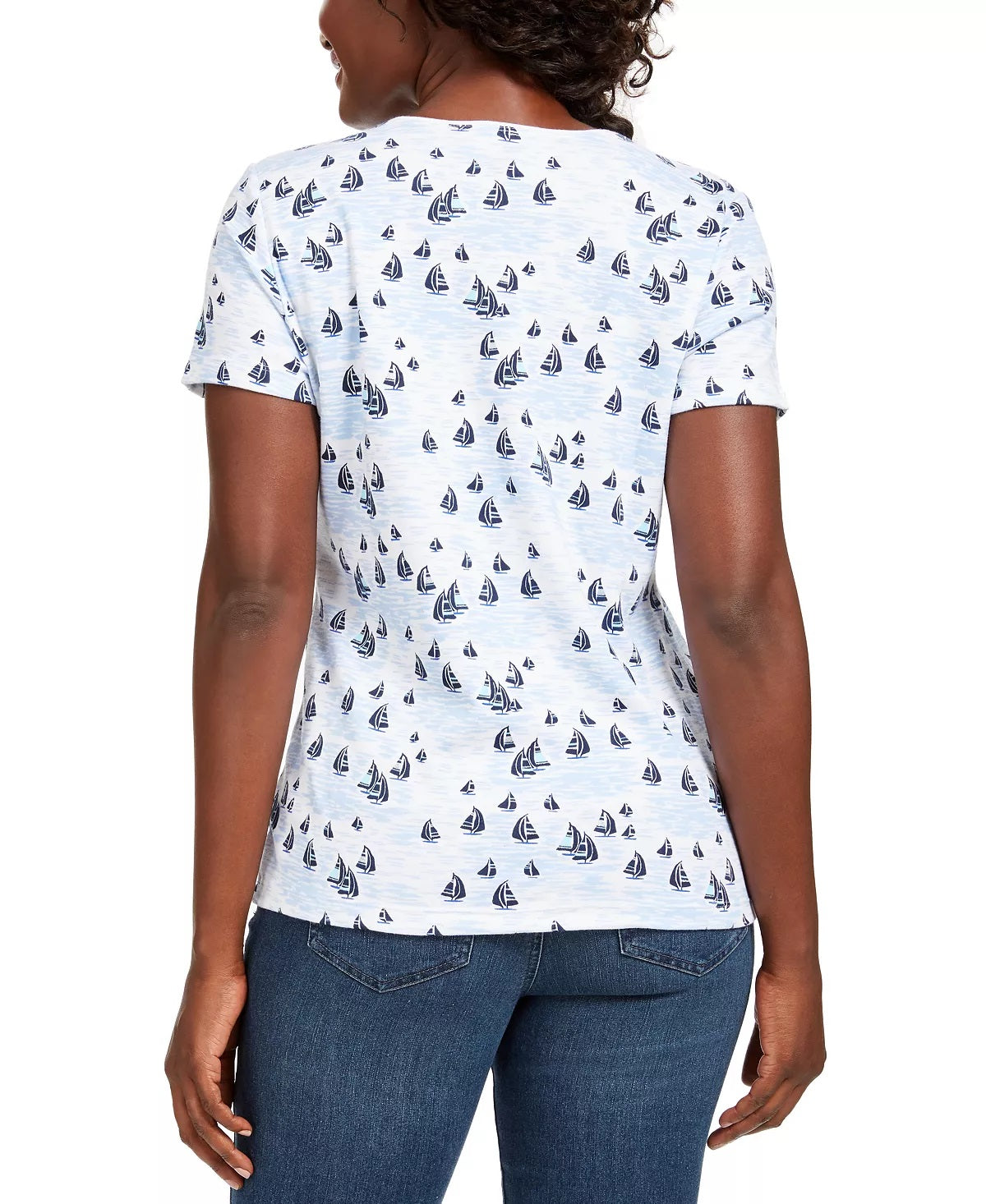 Karen Scott Women's Scoop Neck T-Shirt White Size Medium