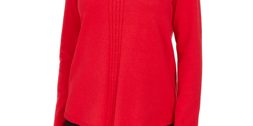 Karen Scott Women's Cotton Cable Knit Sweater Red Size Small