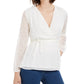 Charter Club Women's Clip Dot Wrap Top White Size X-Large