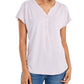 Style & Co Women's Dolman Sleeve Henley Linen Blend Top Purple Size X-Small