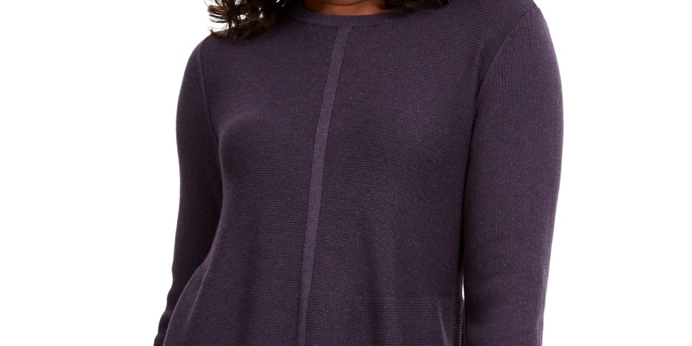 Style & Co Women's Knit Mixed Stitch Tunic Dark Purple Size Large
