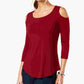 JM Collection Women's Cold Shoulder Top Red Size X-Small