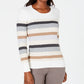 Karen Scott Women's Striped Cotton Cable Knit Sweater Brown Size PXL