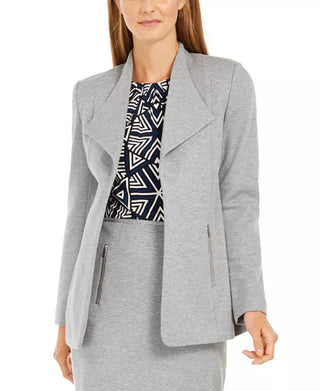 Calvin Klein Women's Open Front Wing Collar Blazer Grey Size 12