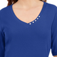 Karen Scott Women's Button-Detail V-Neck Top Blue Size Large