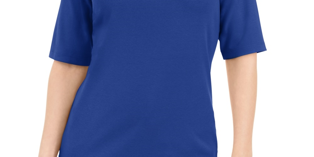 Karen Scott Women's Button-Detail V-Neck Top Blue Size Large