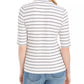 Charter Club Women's Striped Mock Neck Top White Size Large