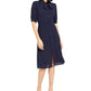 Monteau Women's Tie Neck Shirtdress Blue Size X-Large