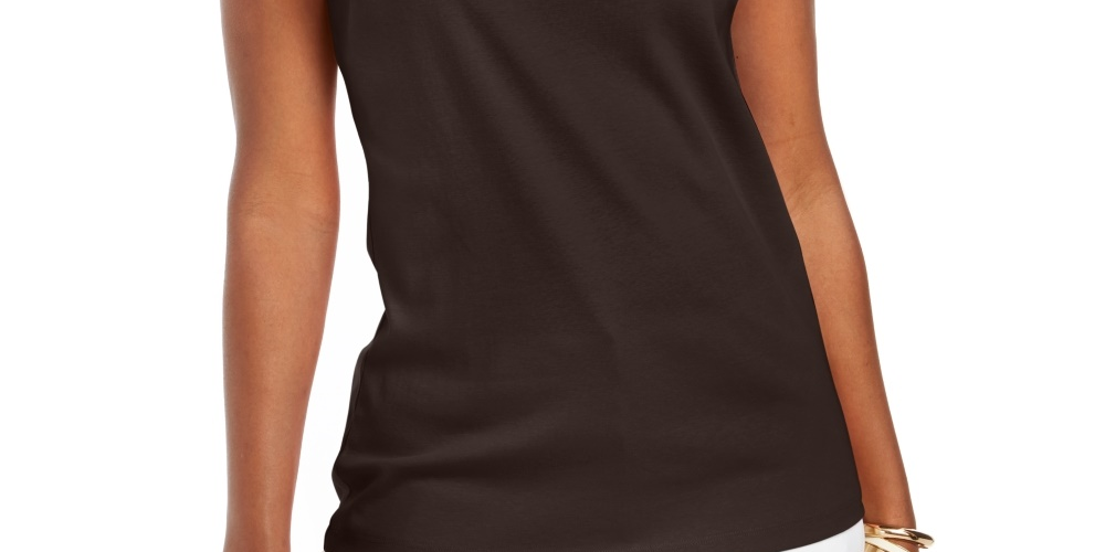 Karen Scott Women's Square-Neck Cotton Tank Top Black Size Small