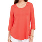 JM Collection Women's Scoop Neck Top Red Size Medium