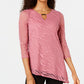 JM Collection Women's Animal Print Burnout Top Pink Size Petite Medium
