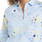 Charter Club Women's Floral Print Linen Blend Shirt Blue Size Medium
