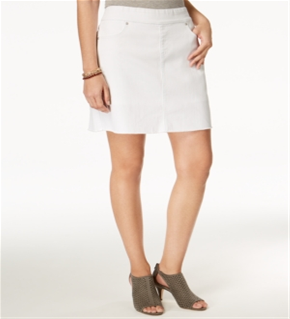 Style & Co Women's Frayed Pull on Denim Skort White Size XXL