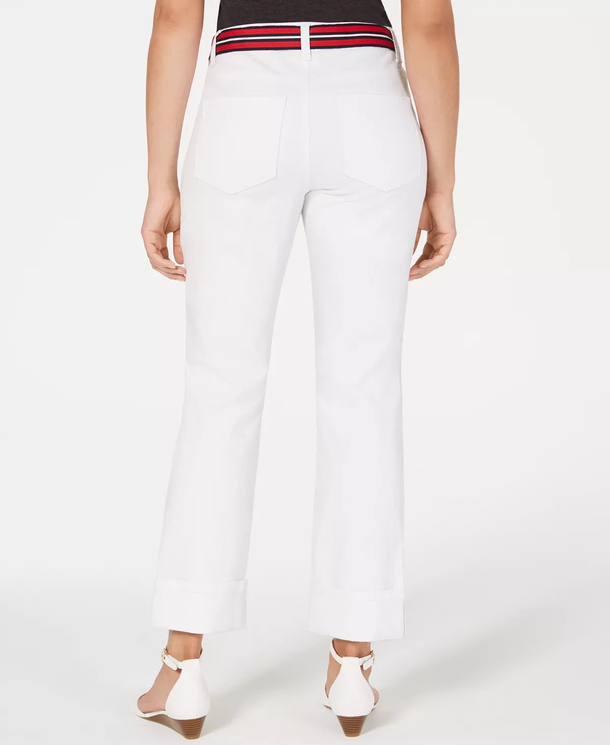 Charter Club Women's Belted Tummy-Control Jeans White Size 4 Petite