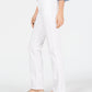 Charter Club Women's Straight-Leg Braid-Stripe Jeans White Size 8