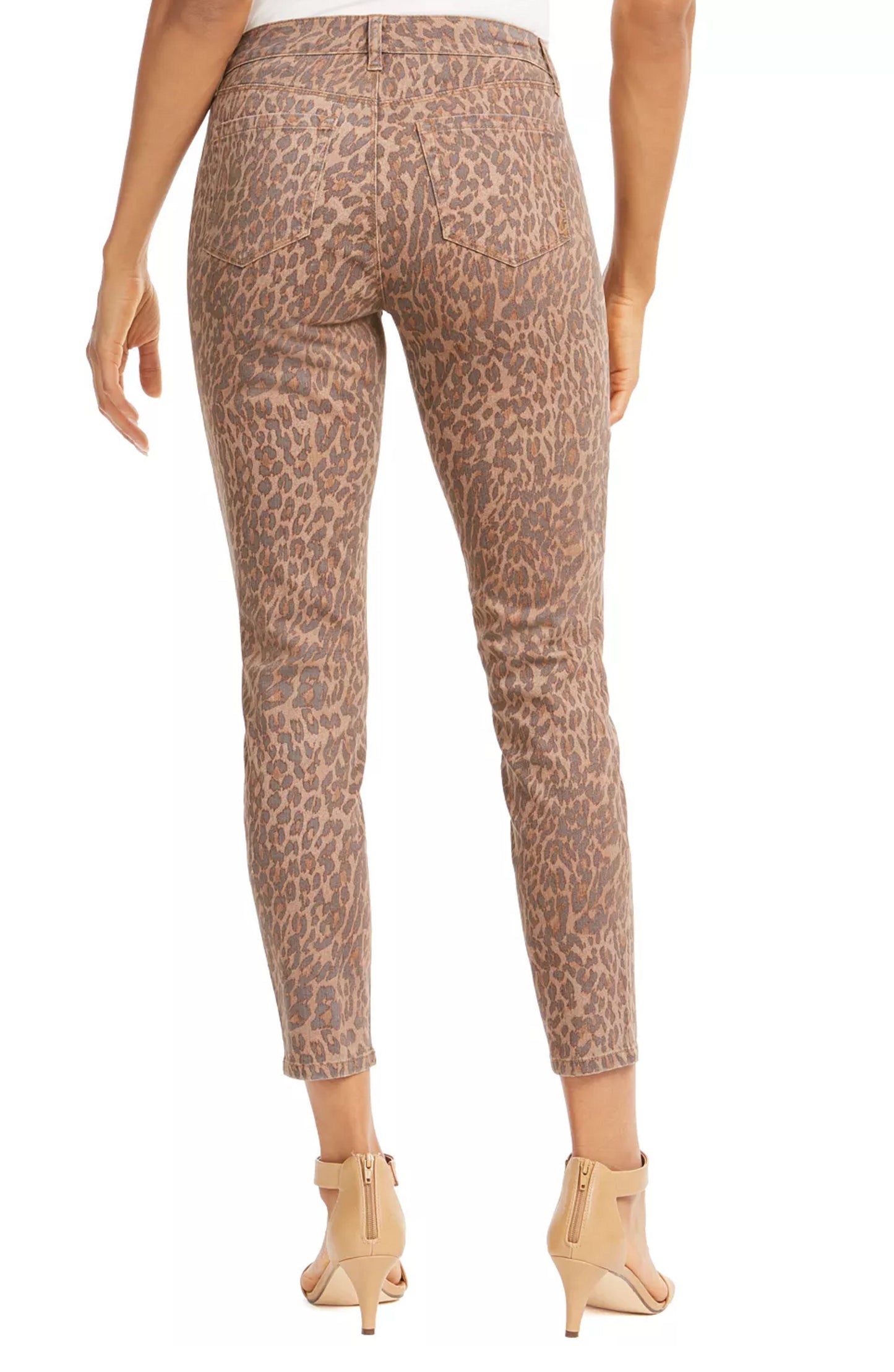 Style & Co Women's Curvy Animal Print Skinny Jeans Yellow Size 4 Petite