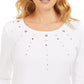 Karen Scott Women's Cotton Grommet Hardware Top White Size PS