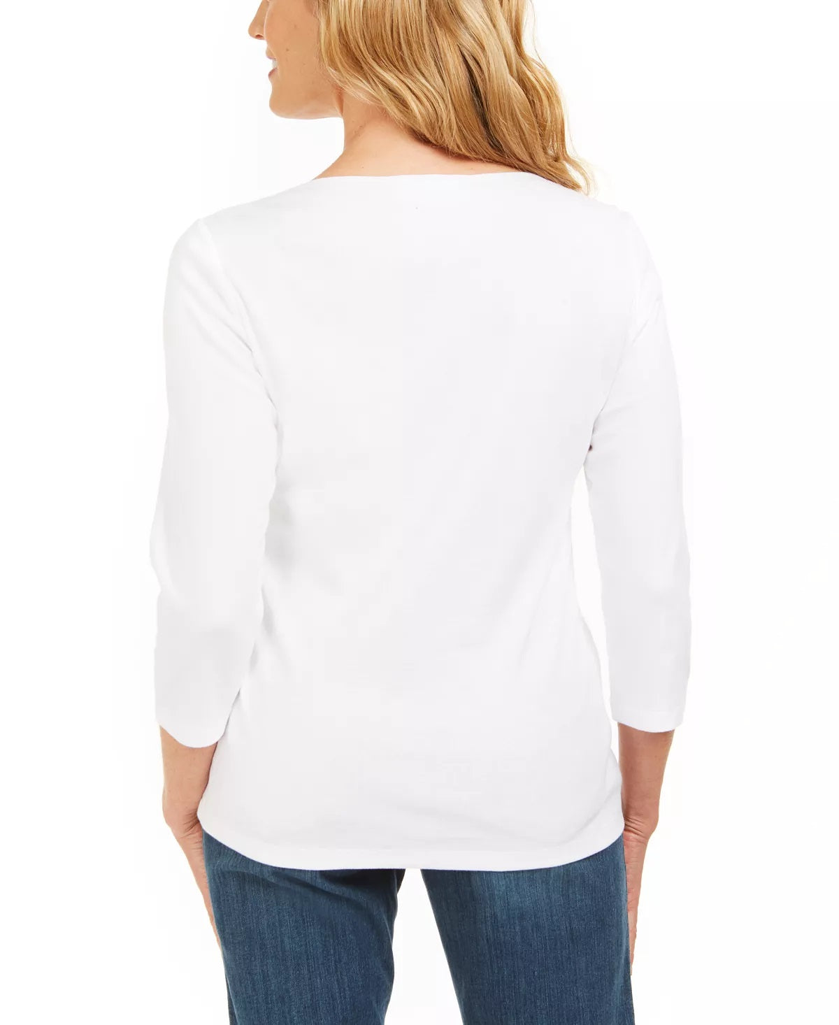 Karen Scott Women's Cotton Grommet Hardware Top White Size PS