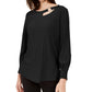Alfani Women's Petite Cut-Out Blouse Black Size Small