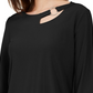 Alfani Women's Petite Cut-Out Blouse Black Size Small