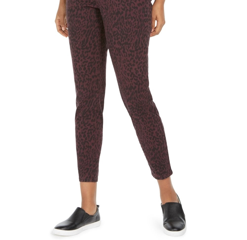 Style & Co Women's Petite Curvy Animal-Print Skinny Jeans Medium Red Size 4 Petite