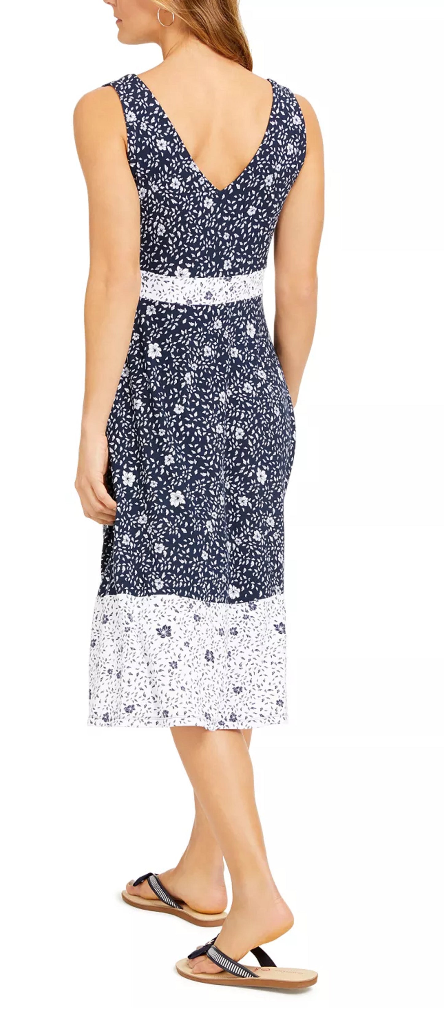 Charter Club Women's Floral Sleeveless Dress Blue Size X-Small
