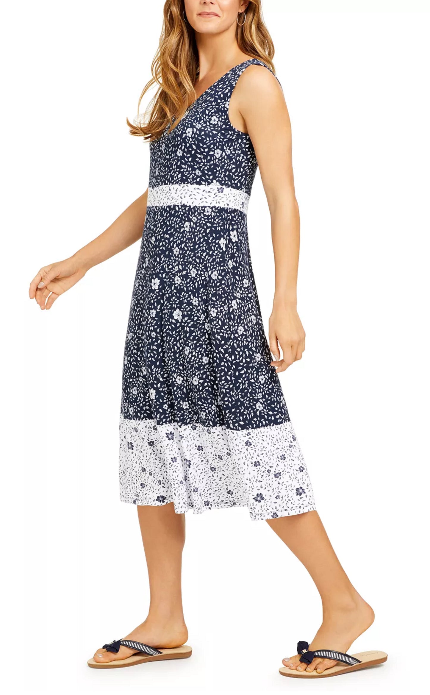 Charter Club Women's Floral Sleeveless Dress Blue Size X-Small