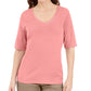 Karen Scott Women's Button Detail V Neck Top Pink Size XX-Large