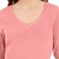Karen Scott Women's Button Detail V Neck Top Pink Size XX-Large