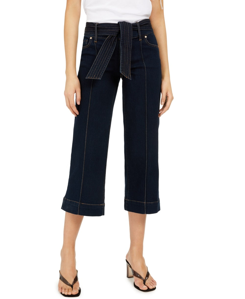 INC International Concepts Women's Tie-Waist Culotte Jeans Blue Size 2
