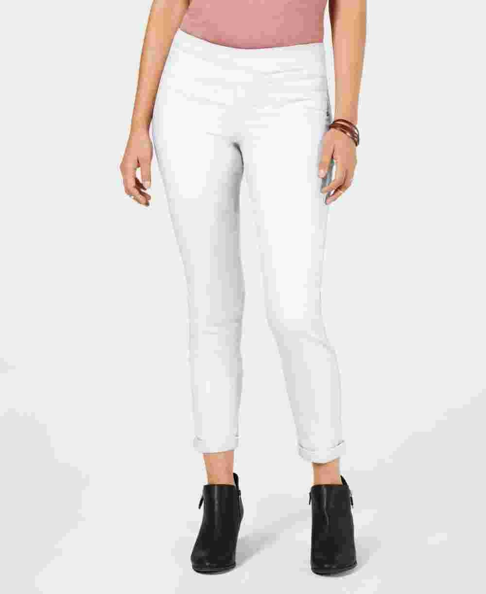 Style & Co Women's Rolled-Hem Skinny Pants  White Size 14