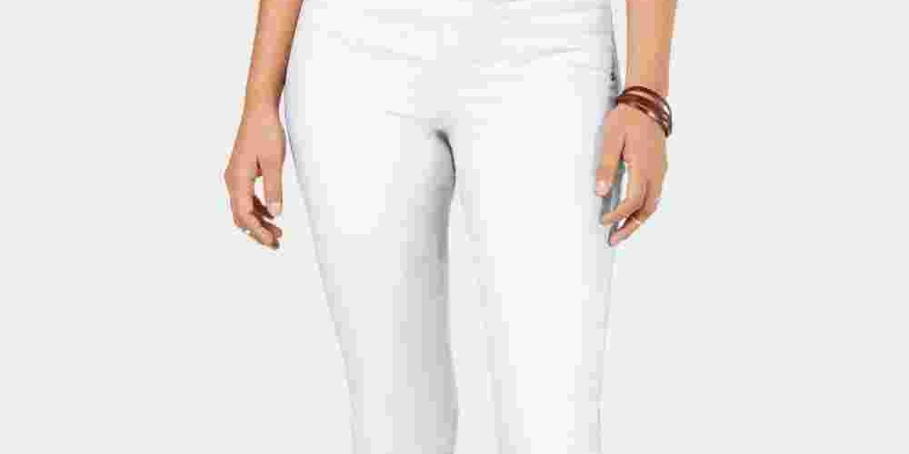 Style & Co Women's Rolled-Hem Skinny Pants  White Size 14